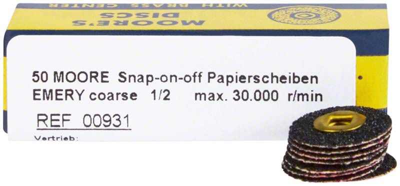 MOORE® Snap-on-off Papierscheiben – Packung 200 Stück Adalox, mittel, Ø 16 mm – Bild 2