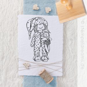 Mädchen im Schlafanzug | verspielter Stempel | Holzstempel | Motiv: 1134
