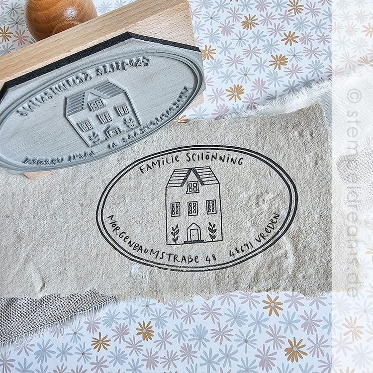 Familienstempel | Adressstempel | Textstempel mit filigramem Häuschen | 1260 – Bild 3