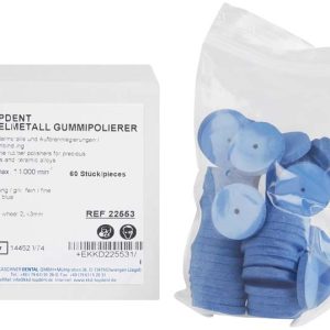TOPDENT Edelmetall Gummipolierer – Packung 60 Stück blau fein, Rad 22 x 3 mm