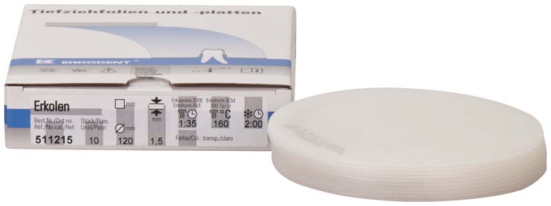 Erkolen – Packung 10 Stück transparent, Ø 120 mm, Stärke 1,5 mm