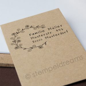 Familienstempel – Adressstempel – Holzstempel – Motiv: Blütenkranz – 258