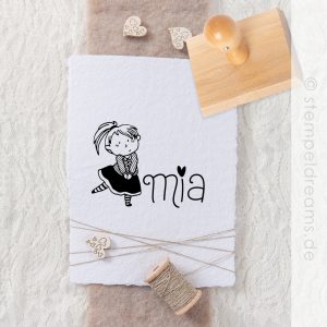 Kinderstempel mit Namen – Ballerina – personalisiert – aus Holz – 284c
