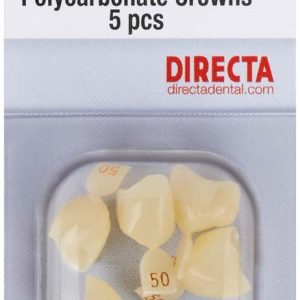 DIRECTA Provisorische Polycarbonat-Kronen – Packung 5 Stück transluzent, Nr. 50, für UK, für Prämolaren