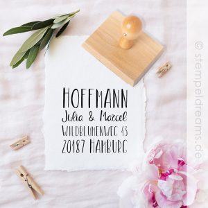Adressstempel | Textstempel | quadratisch – Stylische Schrift – Motiv: 453