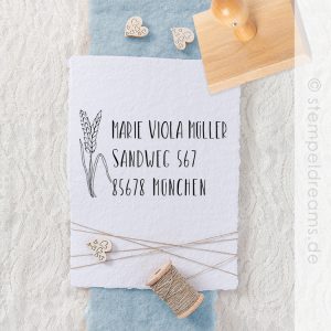 Adressstempel – Familienstempel – Getreide – personalisierter Holzstempel – Motiv: 630B