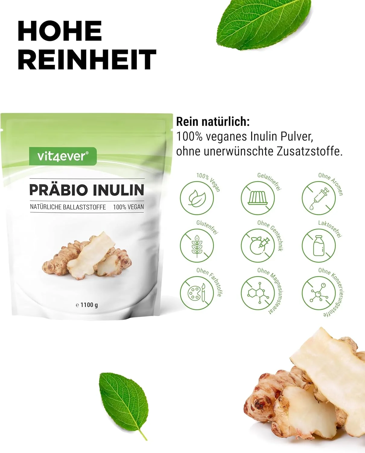 1100g Präbio Inulin Pulver – ballaststoffreich aus Chicorée-Wurzel | Vit4ever – Bild 8