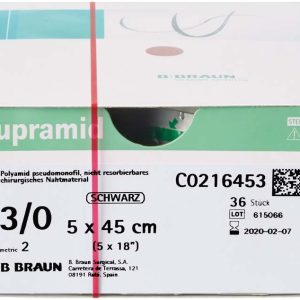 Kurzfäden – Packung 36 Stück Supramid, 5 x 45 cm schwarz, USP 3/0