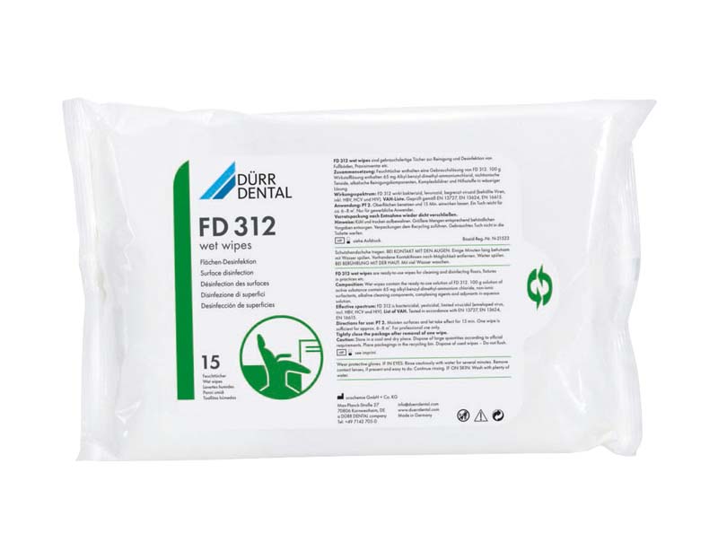 FD 312 wet wipes Flächen-Desinfektion – Packung 15 Stück 22 x 42 cm – Bild 2