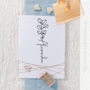 Namensstempel mit Eucalyptus – personalisiert – Motiv: 863