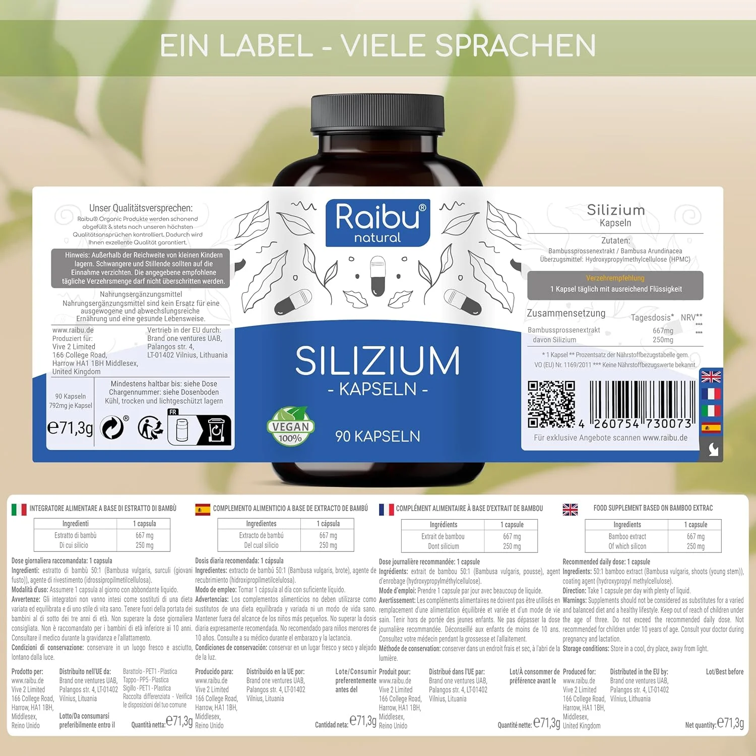 90 kolloidales silizium kapseln hochdosiert 667 mg – Organisches Silica aus Bambusextrakt – Raibu – Bild 4
