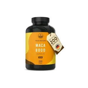 200 Stück TRUE NATURE Maca Kapseln Gold 20:1 – 8000 mg pro Kapsel, vegan, hochdosiert, deutsche Produktion