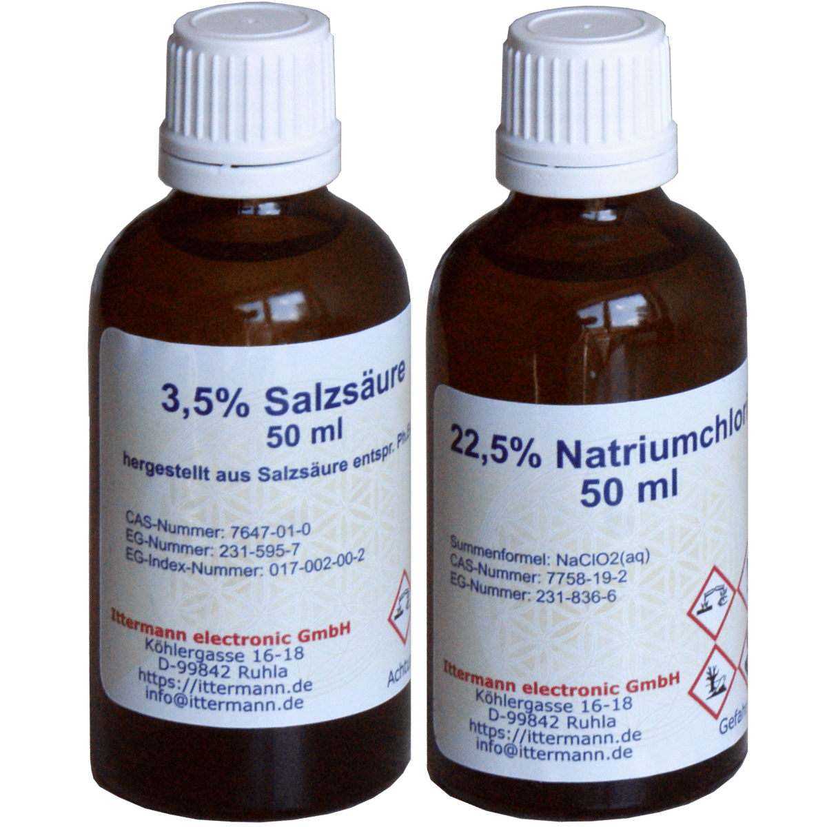Natriumchlorit, 22,5 % und Salzsäure, 3,5 %, je 50 ml, zur Herstellung von Chlordioxid – Bild 3