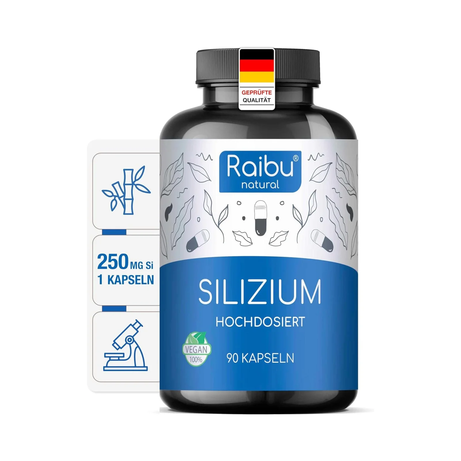 90 kolloidales silizium kapseln hochdosiert 667 mg – Organisches Silica aus Bambusextrakt – Raibu – Bild 2