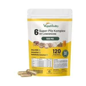 Pilz komplex kapseln 120 stück mit cordyceps reishi lions mane | Vegan Vitality