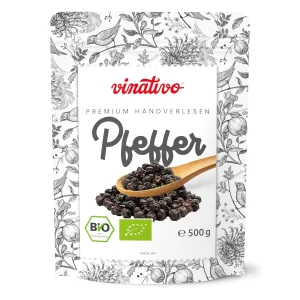 500 g schwarzer pfeffer bio ganz schwarze pfefferkörner – vinativo