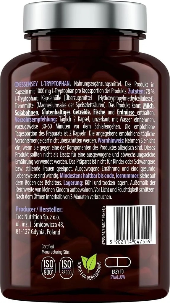 L-Tryptophan 1000 mg – 90 Kapseln – Essensey® – Bild 4