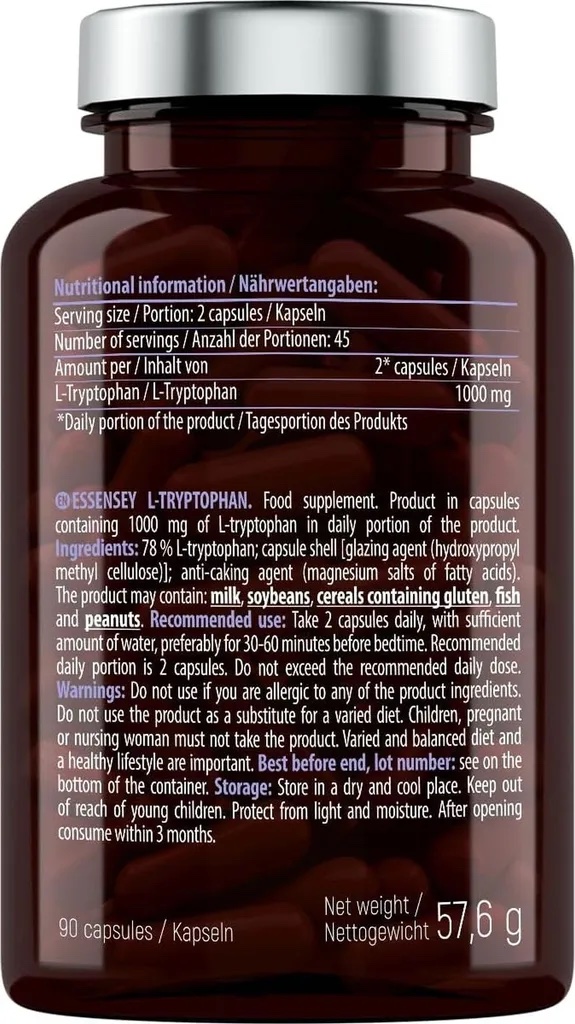 L-Tryptophan 1000 mg – 90 Kapseln – Essensey® – Bild 3