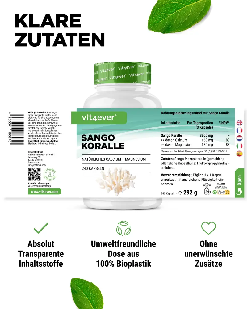 Vit4ever Sango Meereskoralle – 240 Kapseln – Bild 3