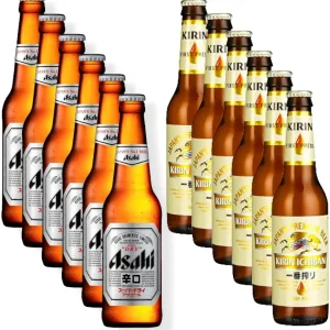 Japan Mixpaket je 6 Flaschen Asahi Dryu Kirin Ichiban Bier 0,33l