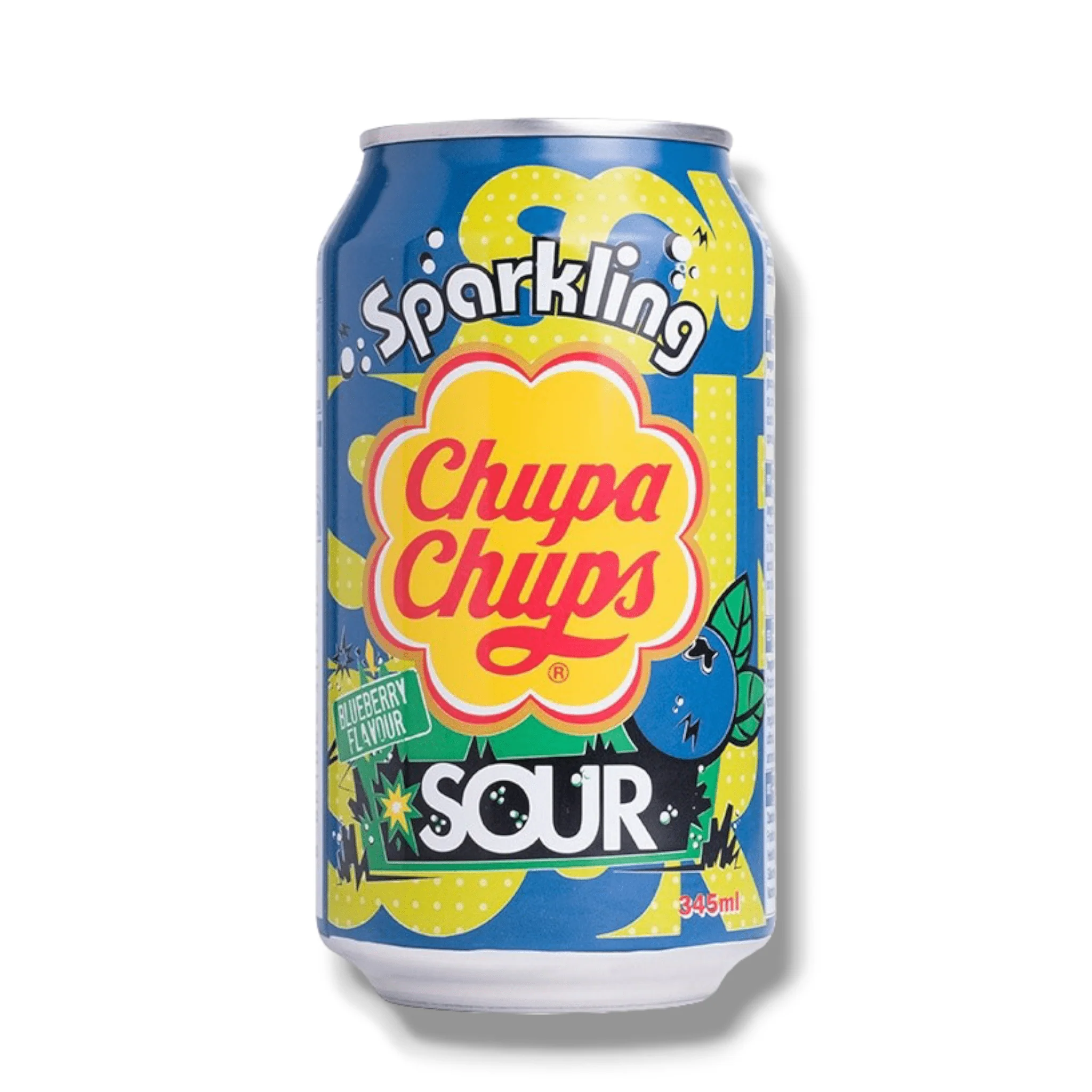 Chupa Chups Sparkling Sour Blueberry - Softdrink mit saurem Blaubeergeschmack 345ml – Bild 2